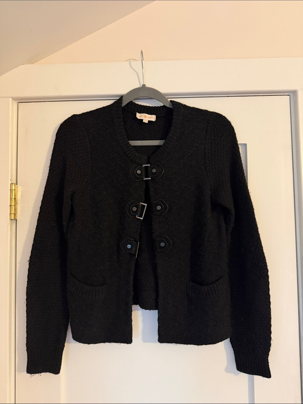 Tory Burch Black Toggle-Front Knit Cardigan
